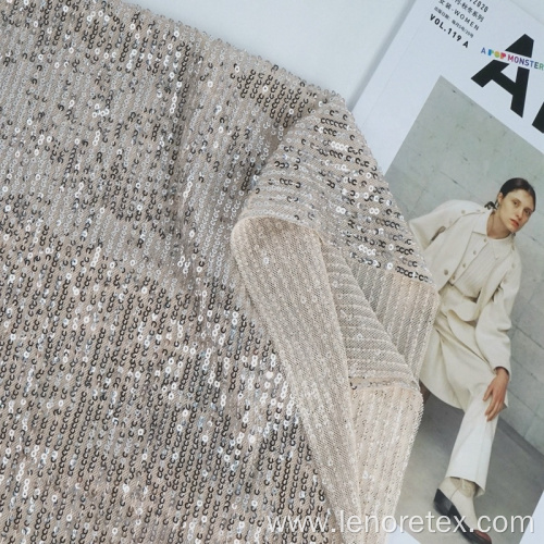 Nylon Knit Metallic Metal Sequin Embroidery Mesh Fabric